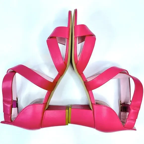 Shoes of Prey Pink Strappy Sandals Ankle Strap 2 inch Block Heels Size 7.5 New - Picture 11 of 16